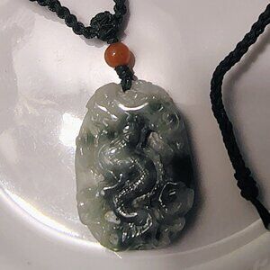 Vintage Real Green Jade Pendant Authentic Asian Dragon Jade